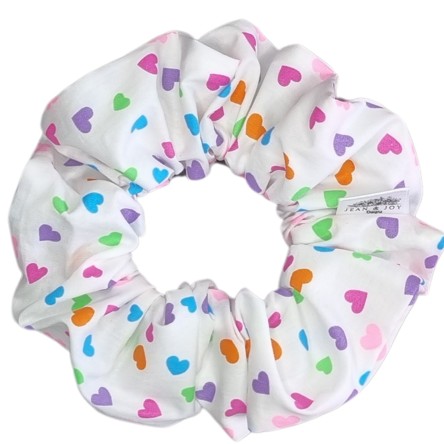 Rainbow Love Cotton Heart Print Scrunchie