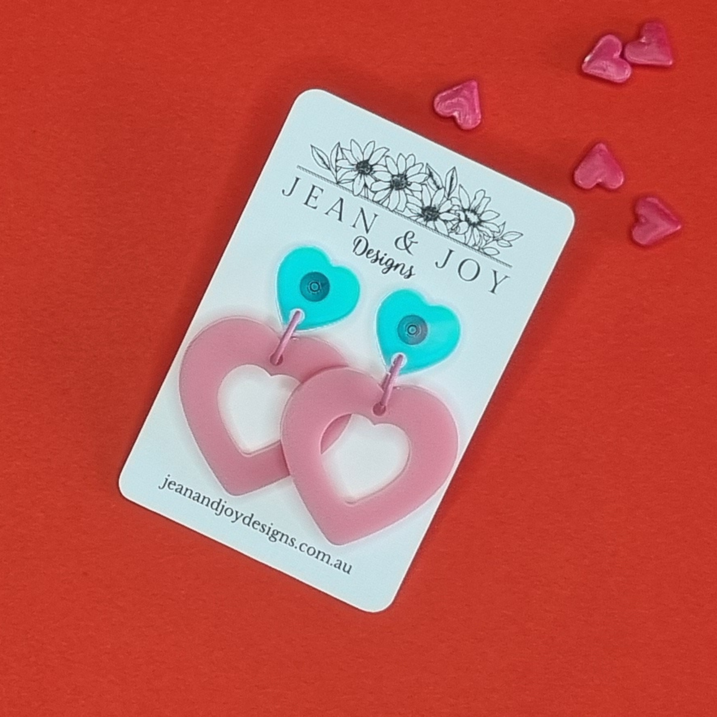 Sweetheart Blush Pink Heart Stud Earrings