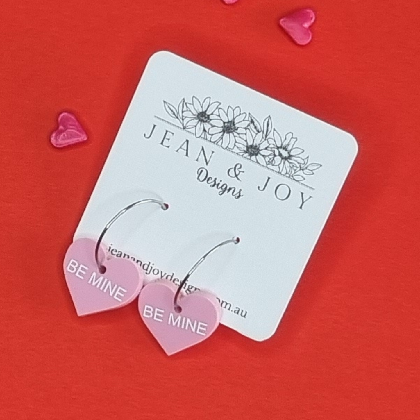 Be Mine Pink Charm Hoop Earrings