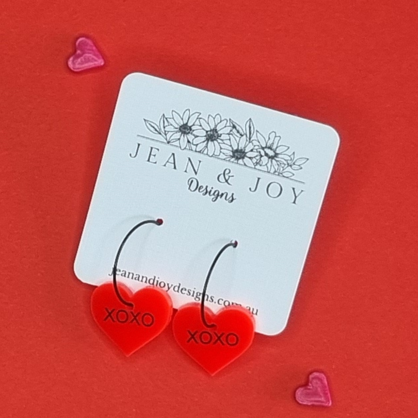 XOXO Red Hearts Hoop Earrings