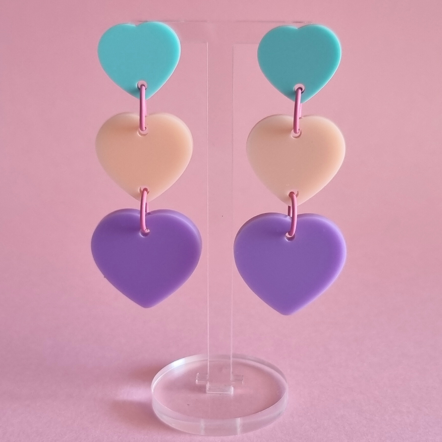 Sorbet Splash Trio Dangle heart Earrings