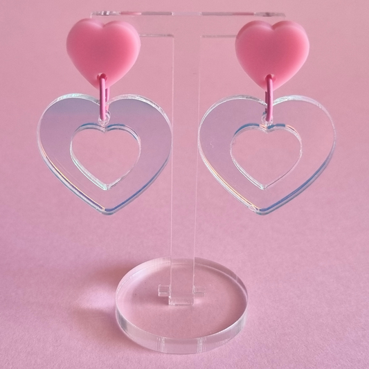 Double Trouble Heart Dangle Earrings