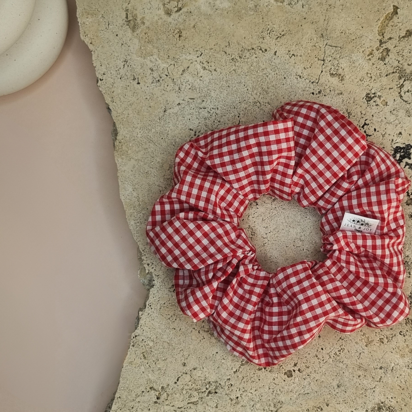 Ruby Rose Red and White Gingham Scrunchie