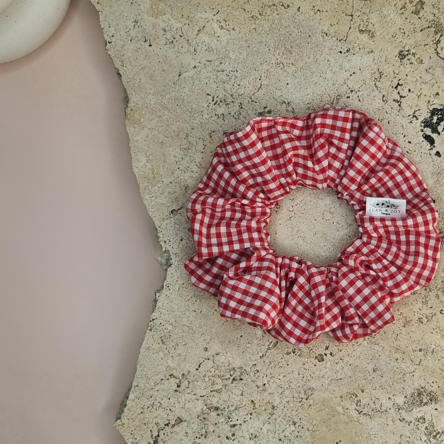 Ruby Rose Red and White Gingham Scrunchie