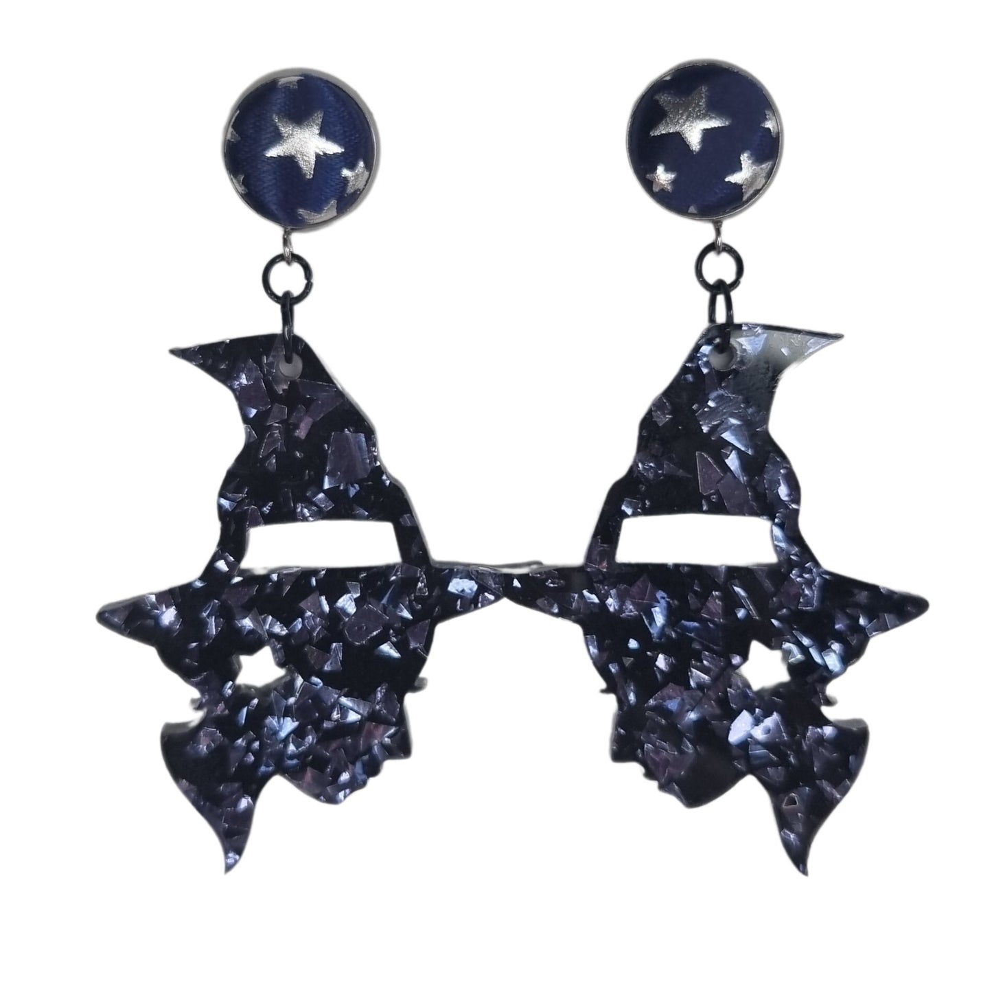 Celestial Witches ~ Stars and witches Halloween Acrylic Dangle Earrings