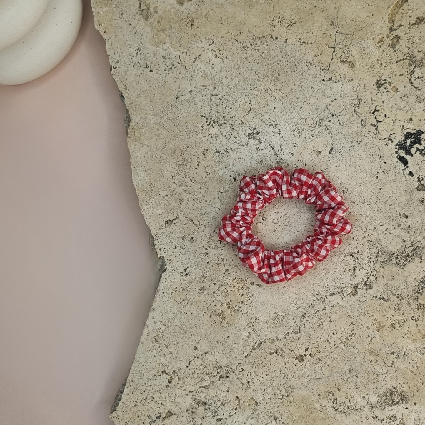 Ruby Rose Red and White Gingham Scrunchie