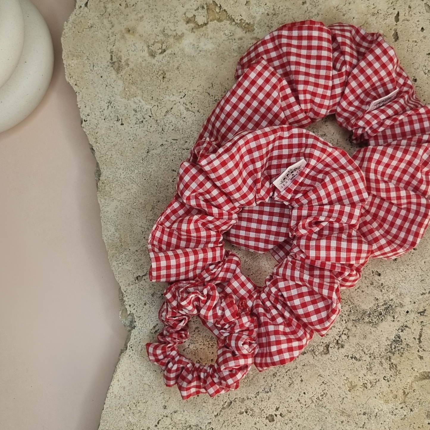 Ruby Rose Red and White Gingham Scrunchie