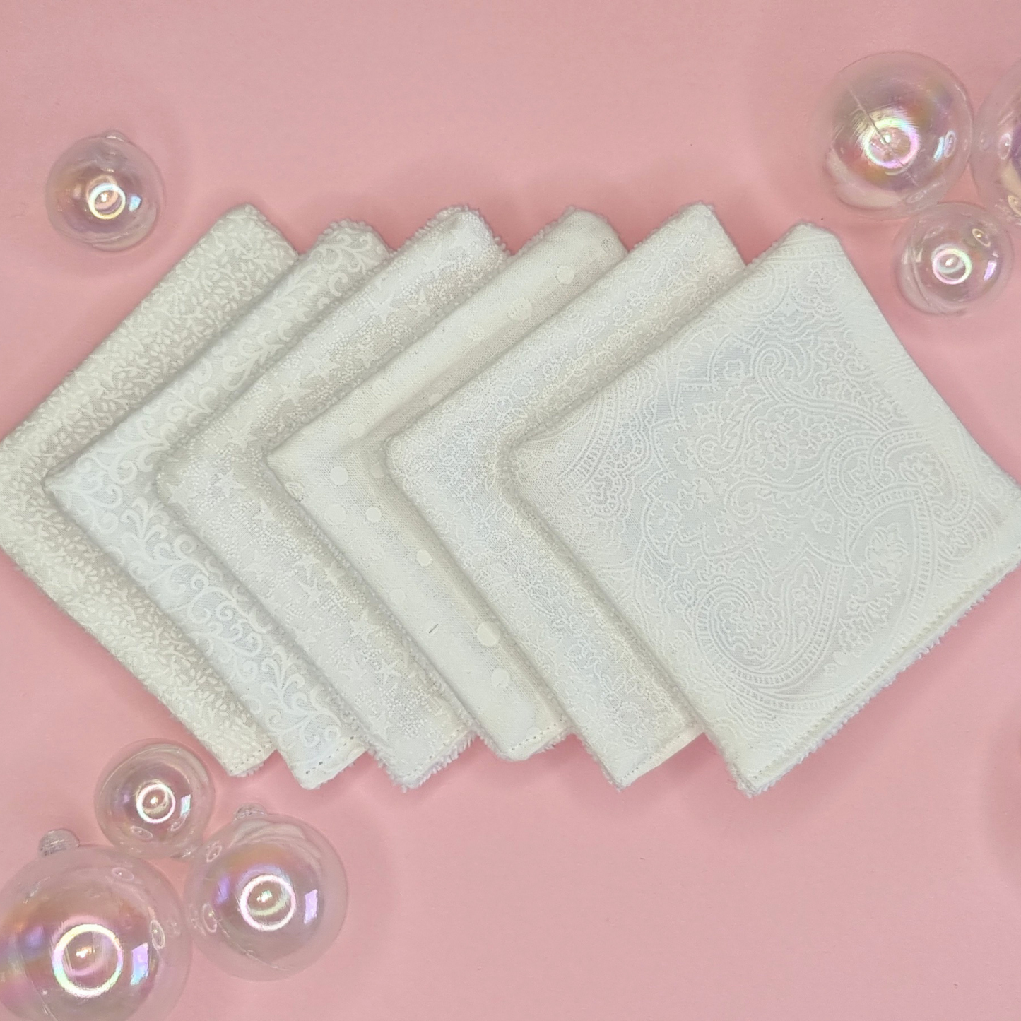 Pack of 6 - Bright White Microfiber Reusable Facial Cleansing Pads