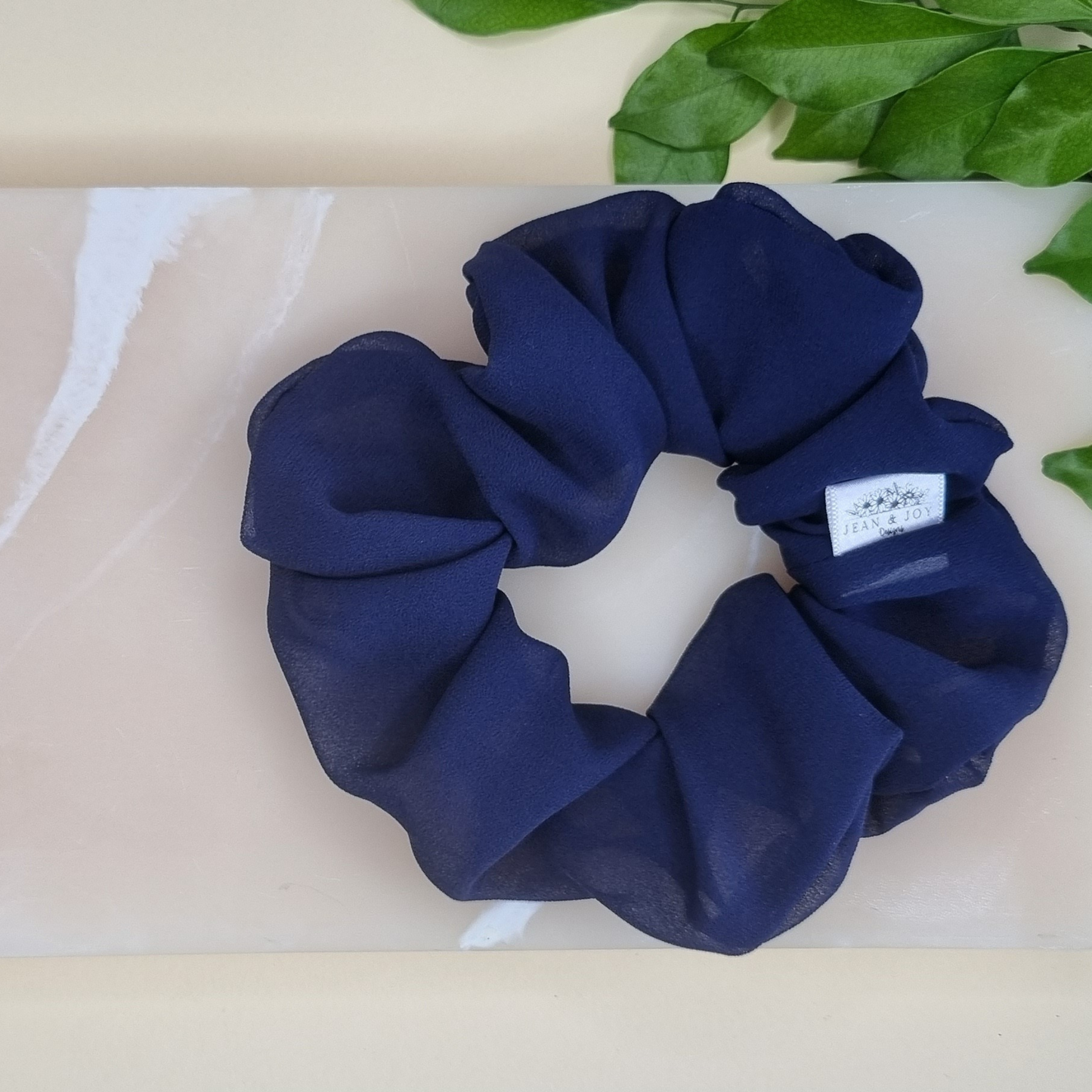 Natural Navy Sheer Chiffon Scrunchie 💙