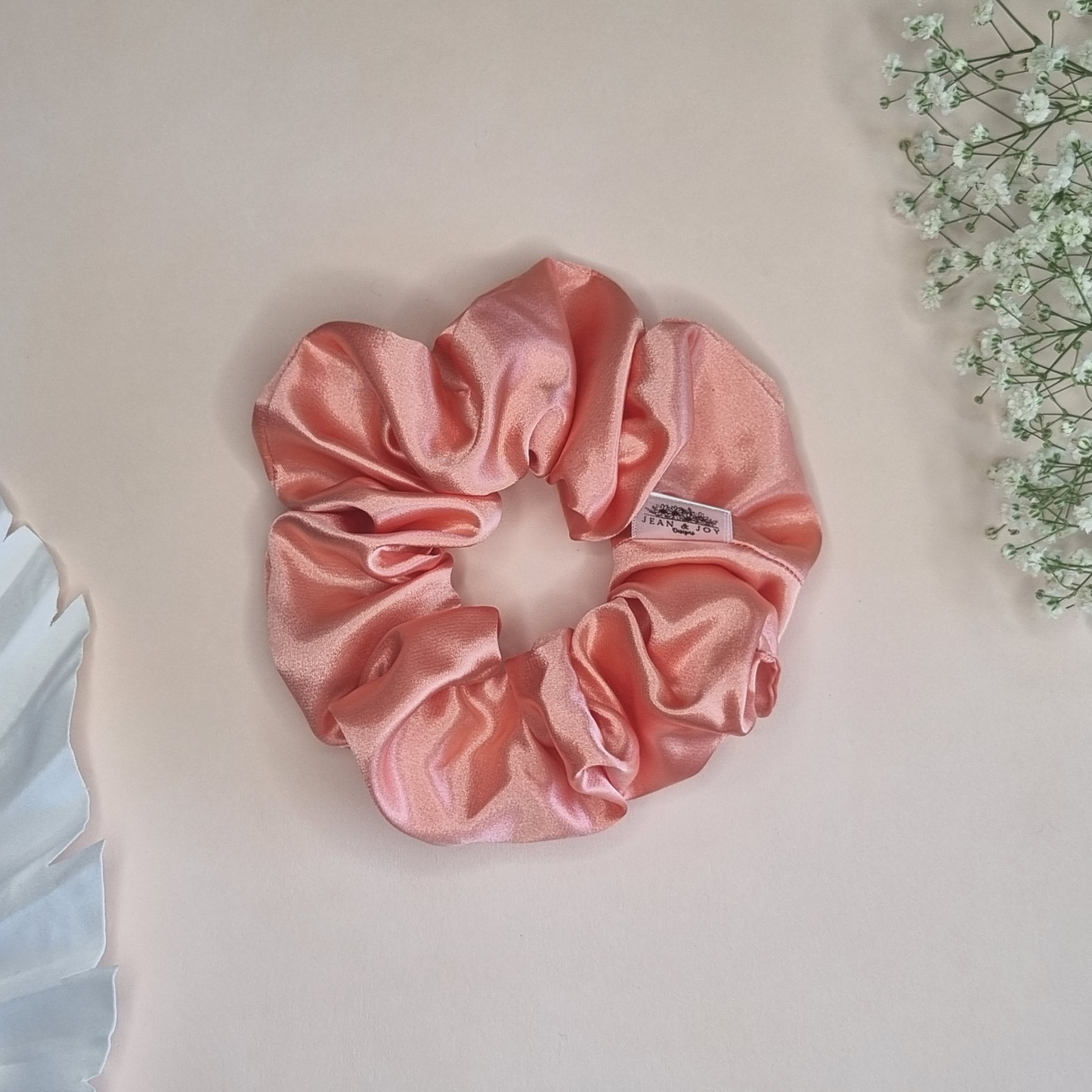 Coral Crush Deluxe Satin Scrunchie