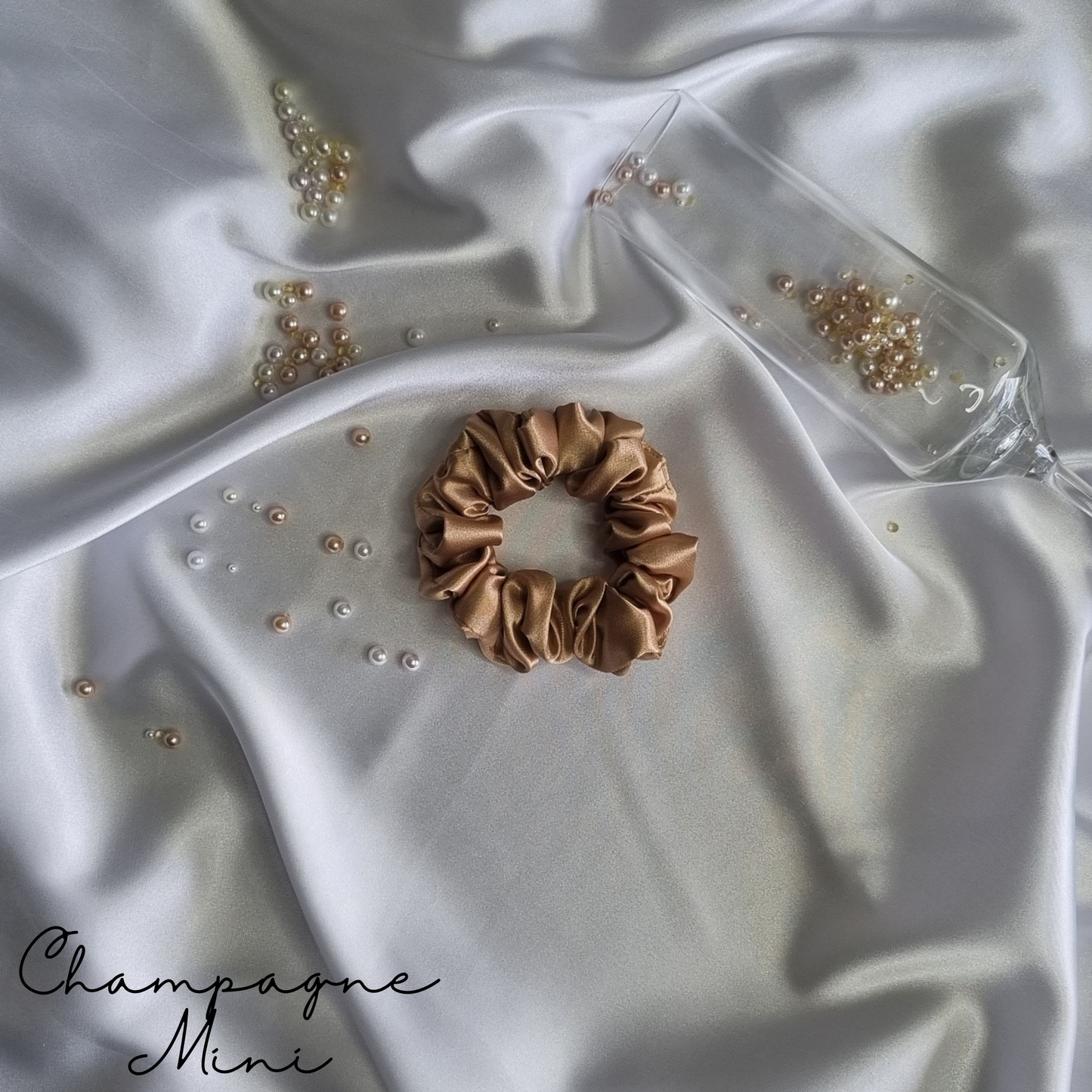 Champagne ~ Gold Satin Scrunchie