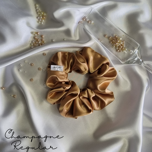 Champagne ~ Gold Satin Scrunchie