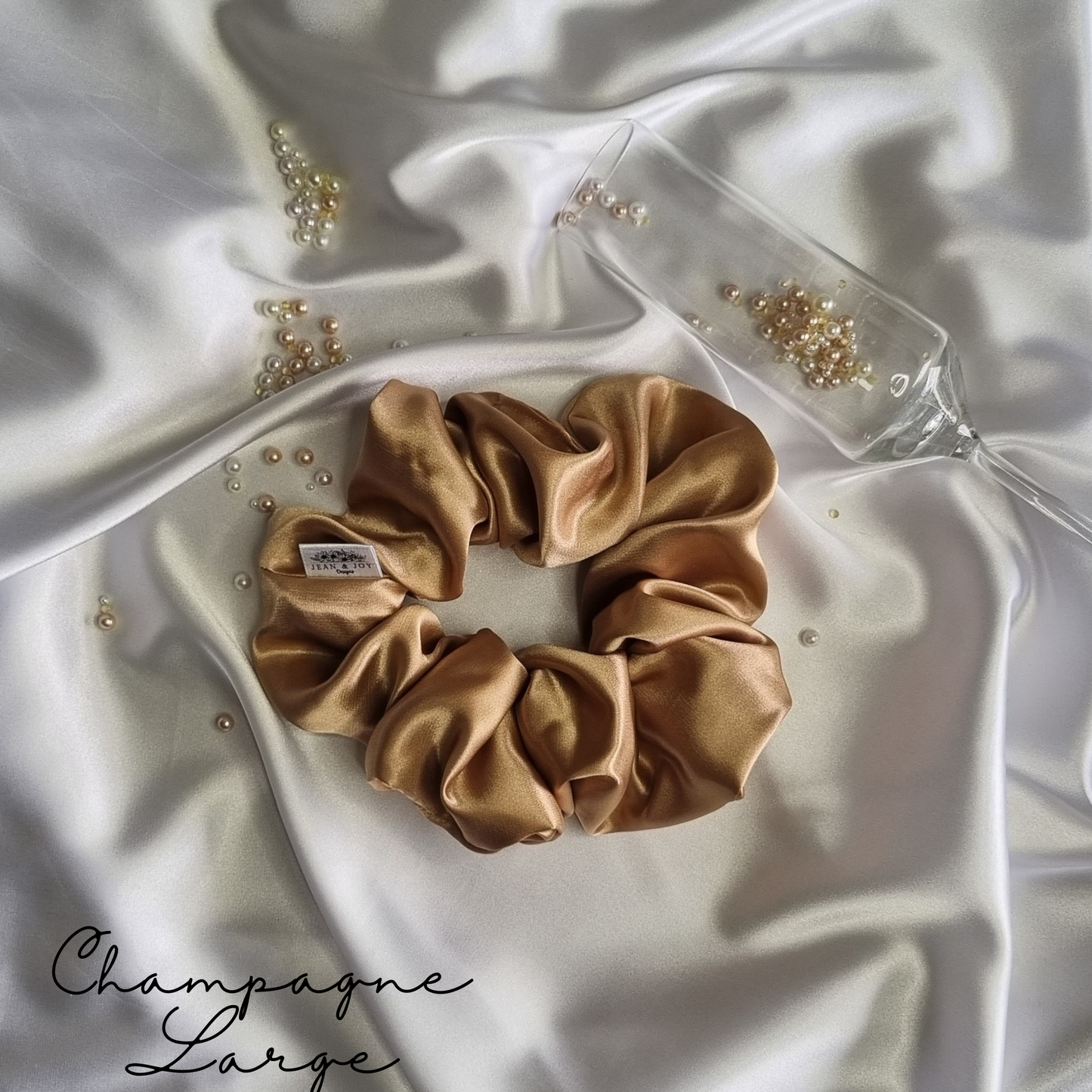 Champagne ~ Gold Satin Scrunchie