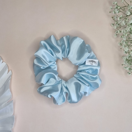 Sky Bliss Blue Satin scrunchie