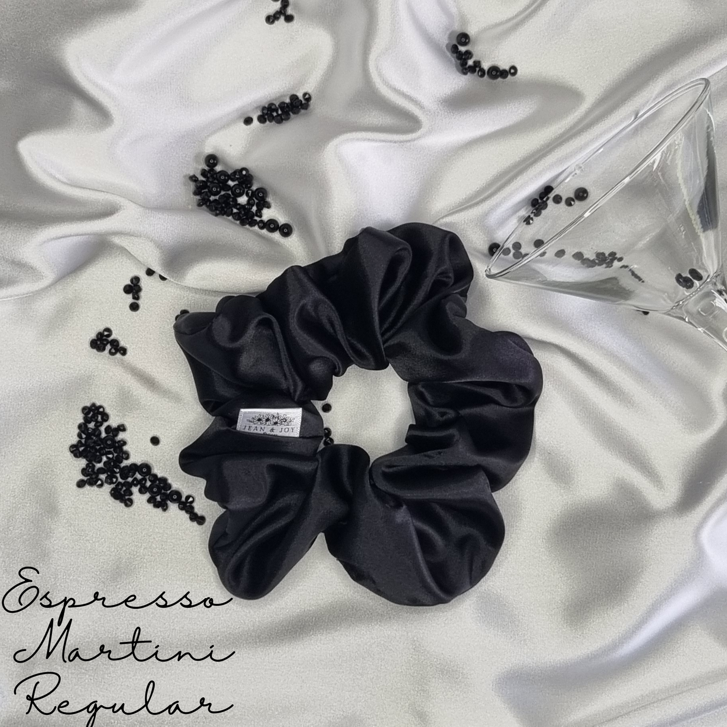 Espresso Martini ~ Black Satin Scrunchie