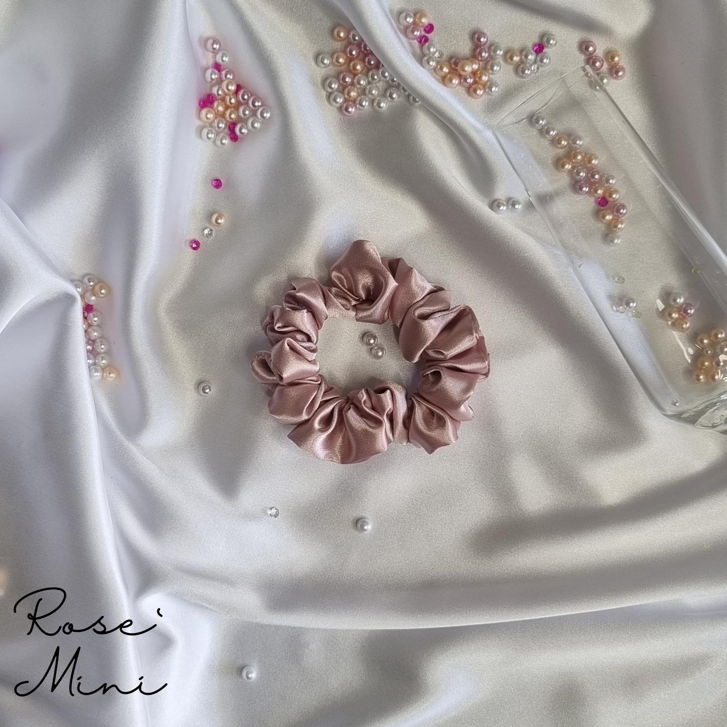 Rose` Pink Satin Scrunchie