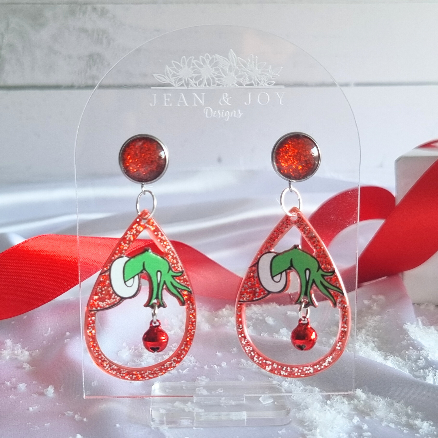 Grinchy Jingle Bell Dangle Earrings 🎄🔔