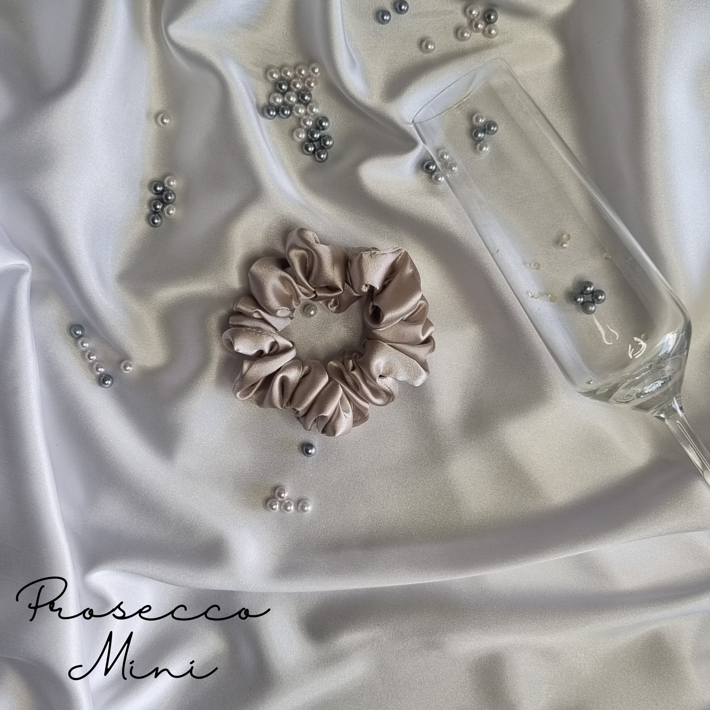 Prosecco ~ Beige Satin Scrunchie