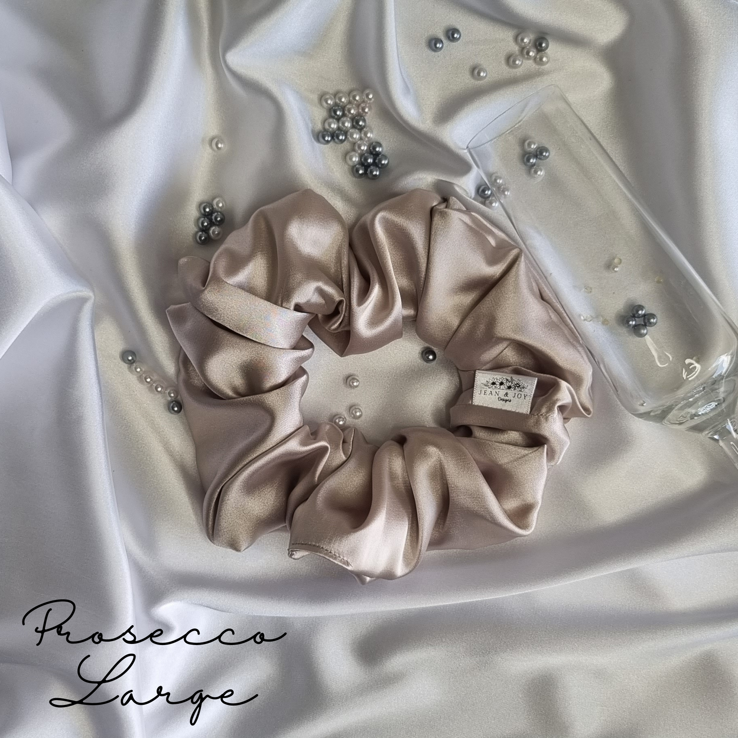 Prosecco ~ Beige Satin Scrunchie