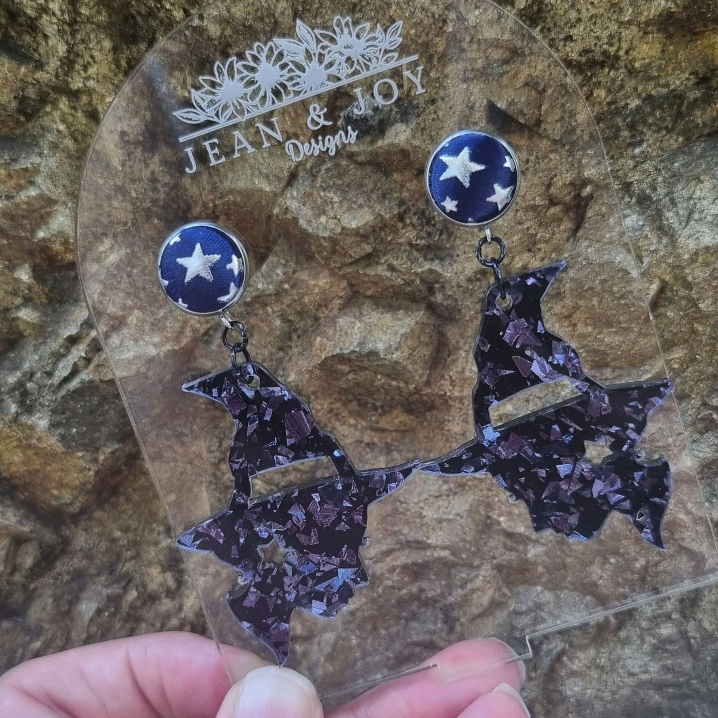 Celestial Witches ~ Stars and witches Halloween Acrylic Dangle Earrings