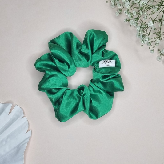 Emerald Green Luster Satin Scrunchie