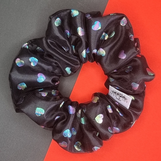 Iridescent Noir Satin & Tulle Duo Scrunchie