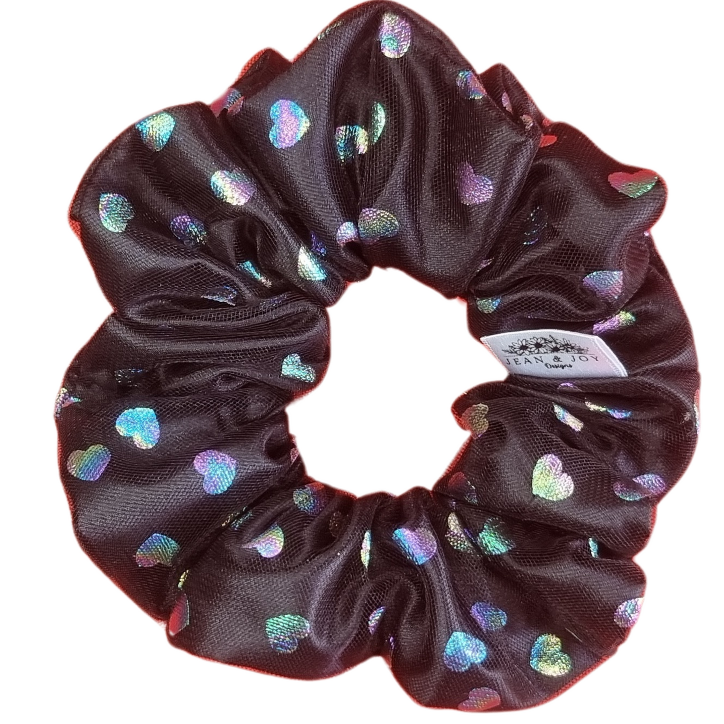 Iridescent Noir Satin & Tulle Duo Scrunchie