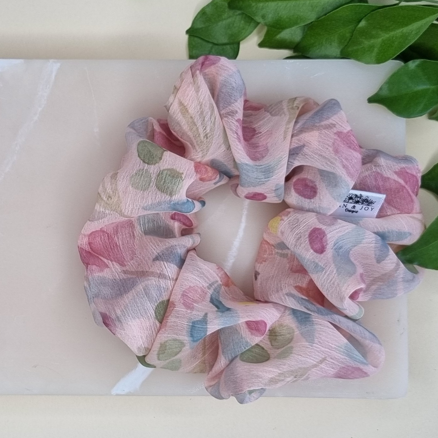 Watercolour Berry Blossom Chiffon Scrunchie 💐