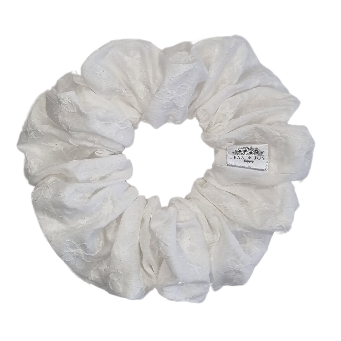 Mary-Lou ~ White Embroidered Scrunchie