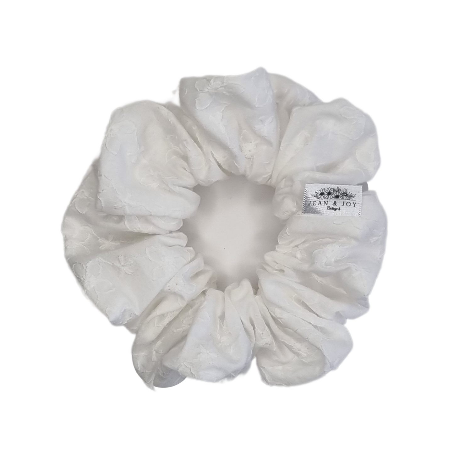 Mary-Lou ~ White Embroidered Scrunchie