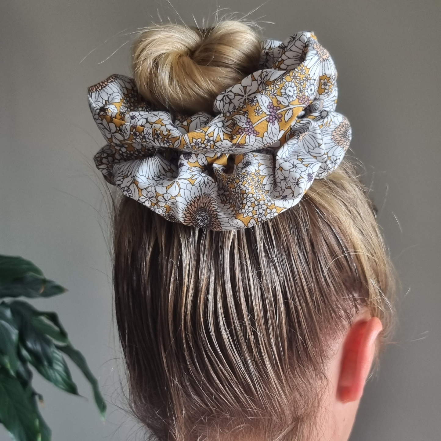 Caroline ~ mustard floral Scrunchie