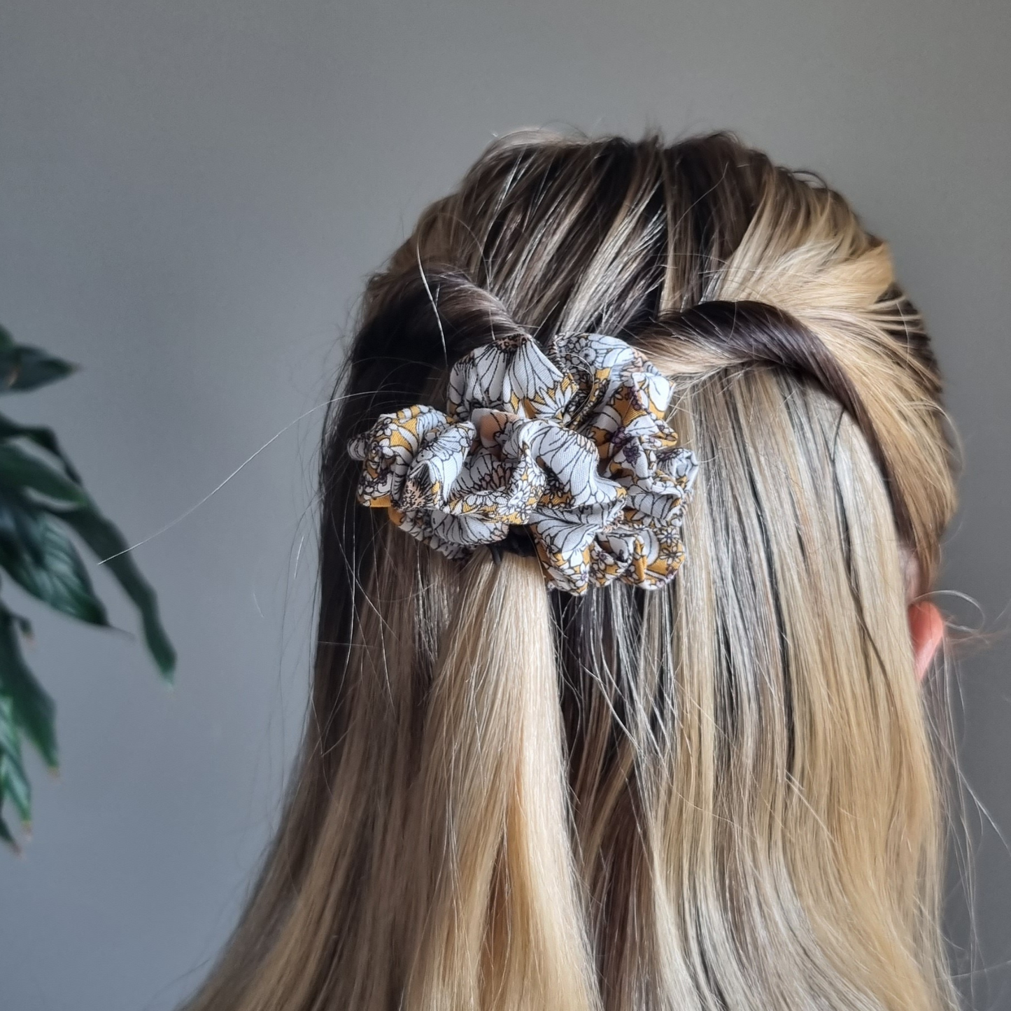 Caroline ~ mustard floral Scrunchie