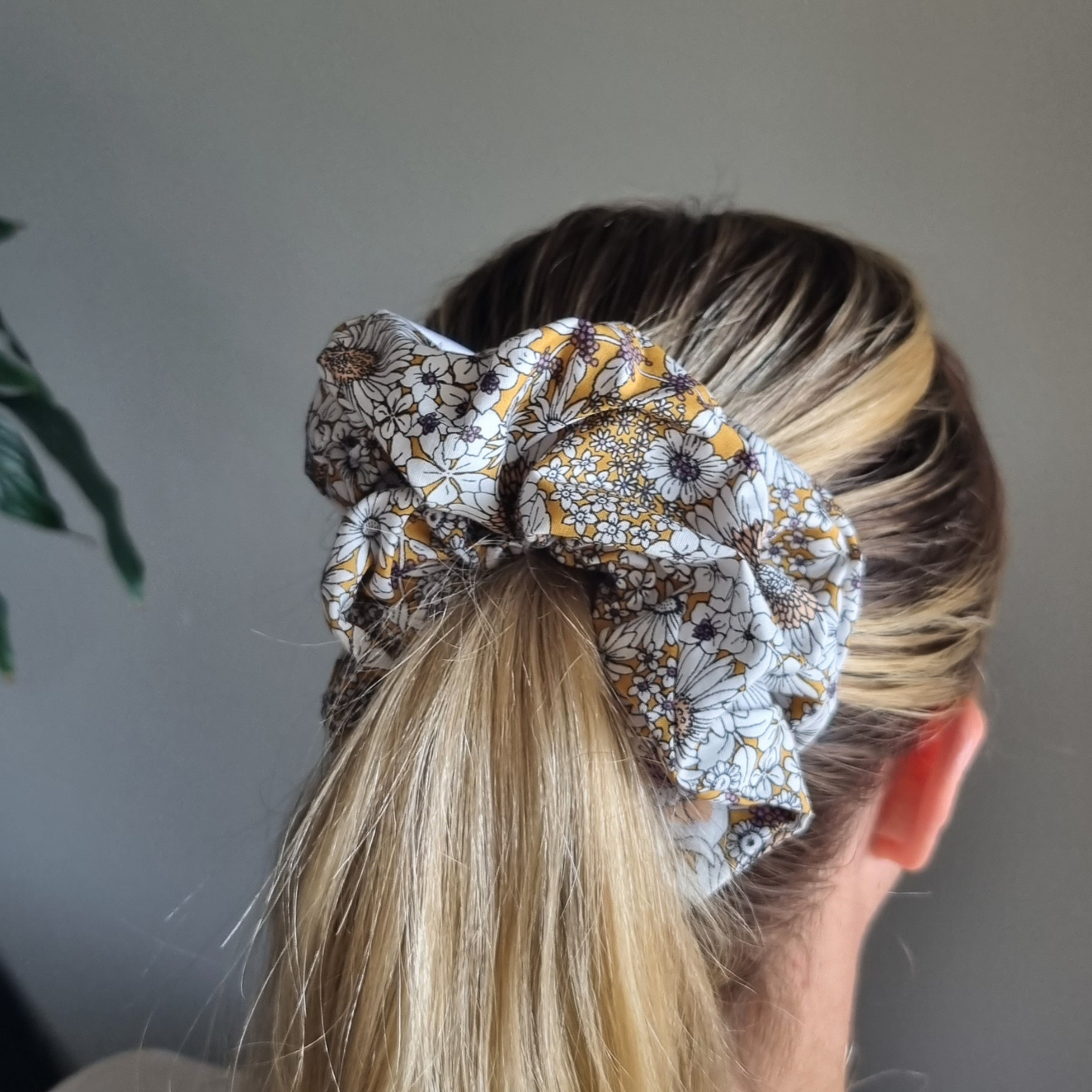 Caroline ~ mustard floral Scrunchie