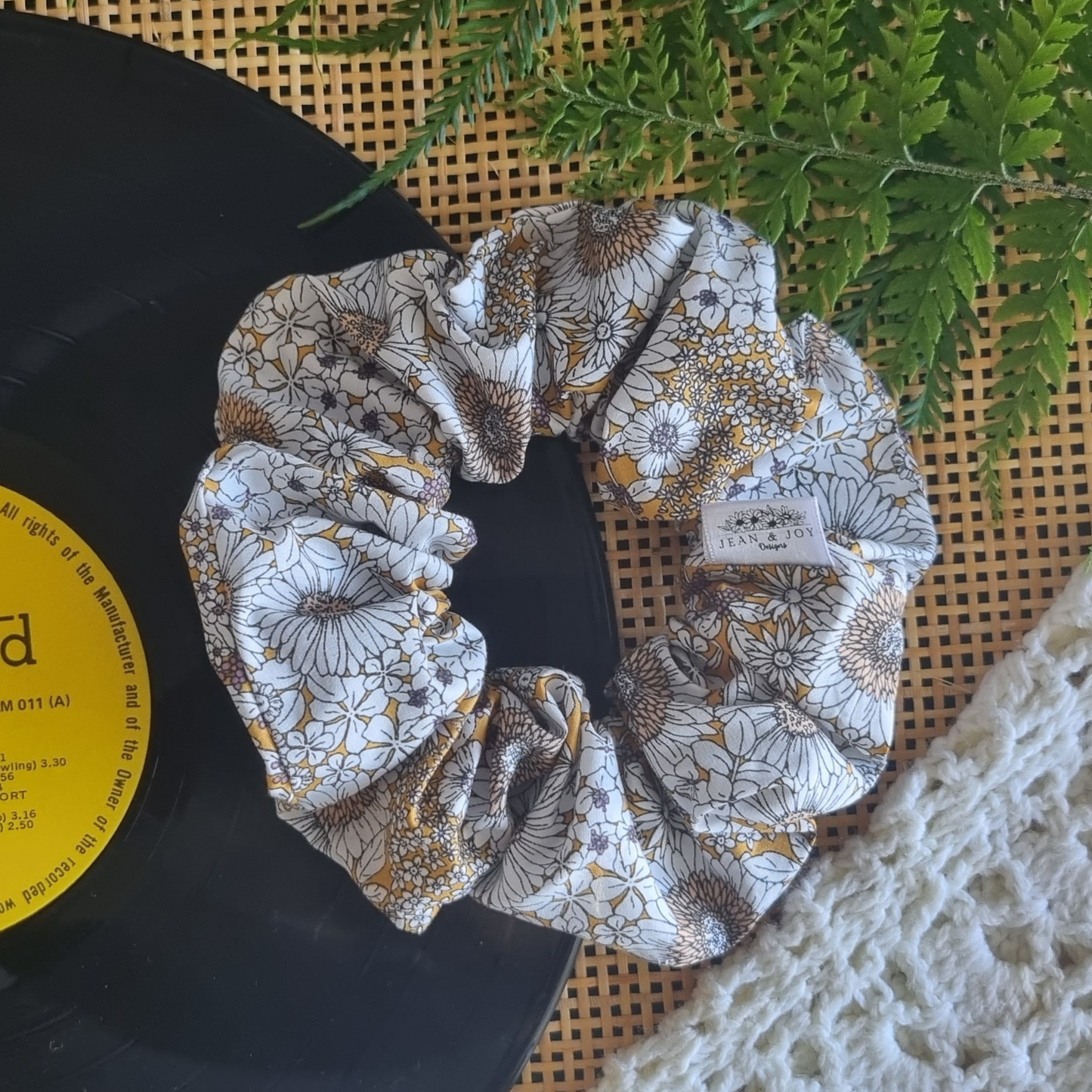 Caroline ~ mustard floral Scrunchie