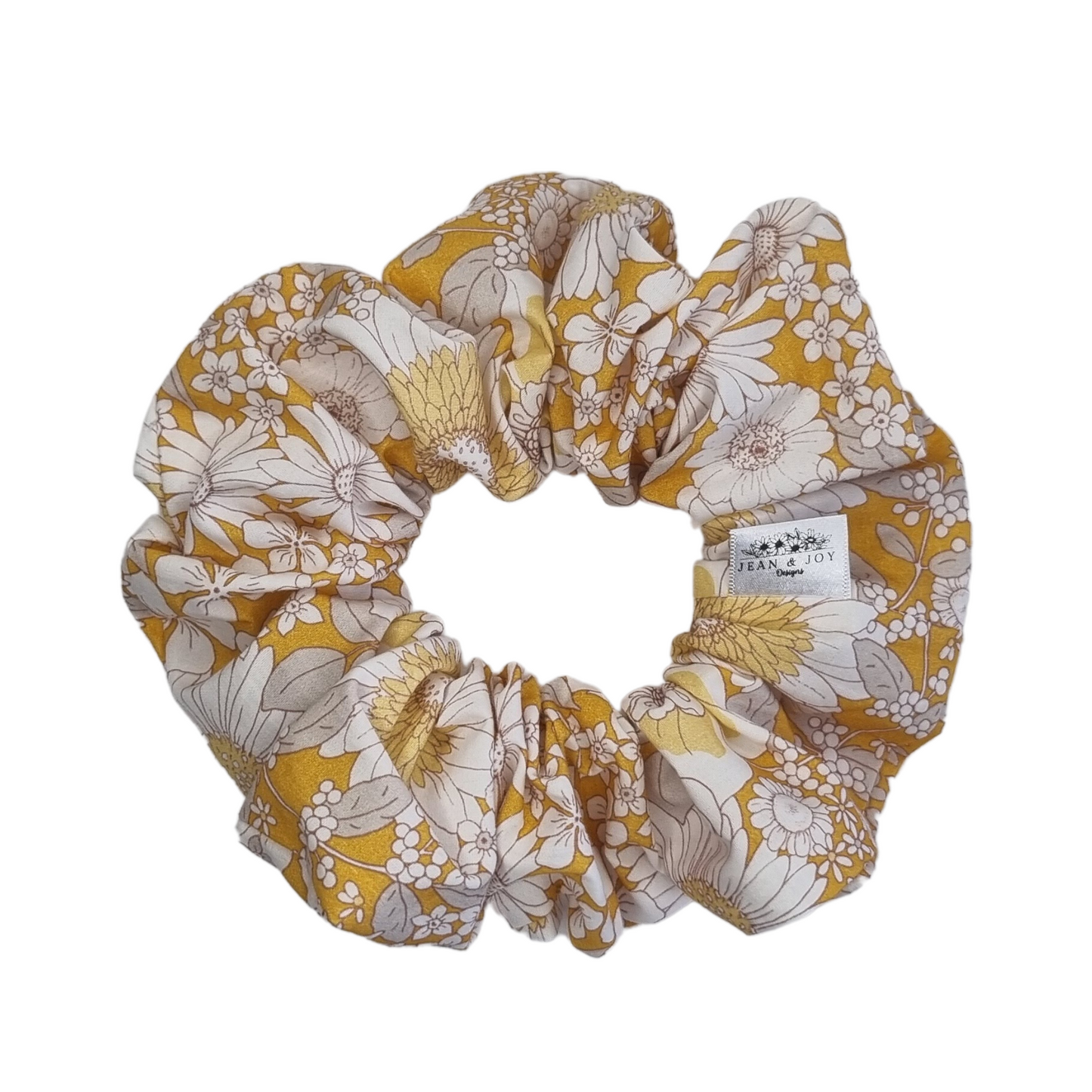 Delilah ~ Yellow and White Floral Scrunchie