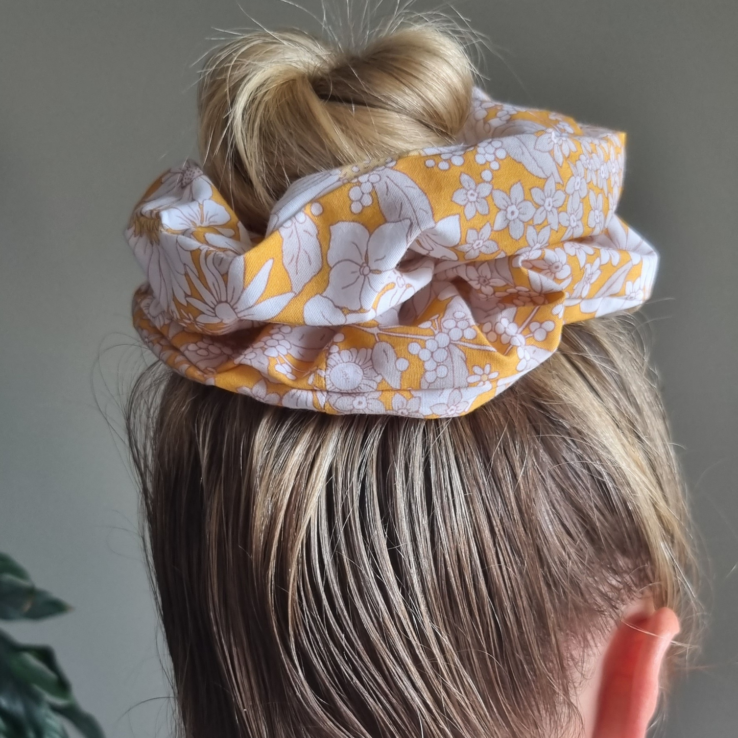 Delilah ~ Yellow and White Floral Scrunchie