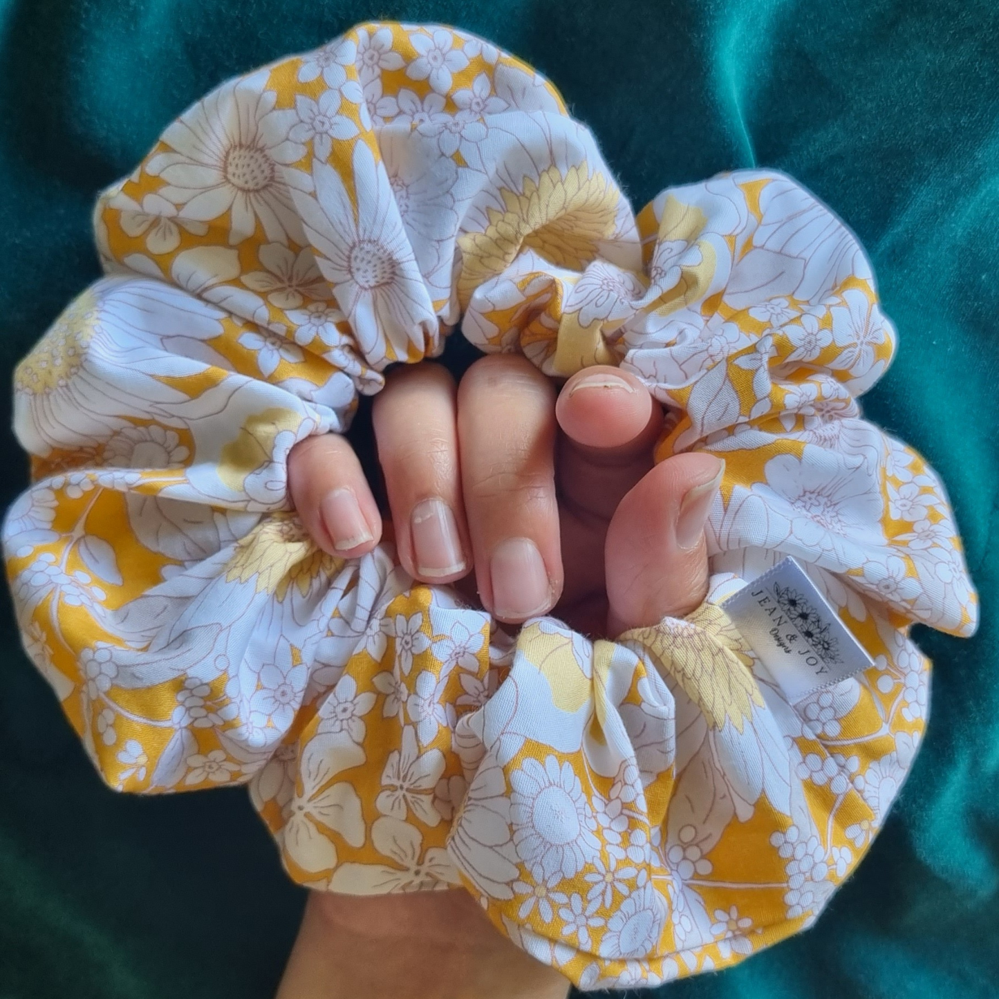 Delilah ~ Yellow and White Floral Scrunchie