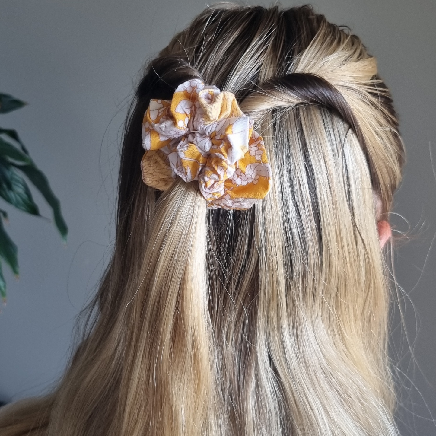 Delilah ~ Yellow and White Floral Scrunchie