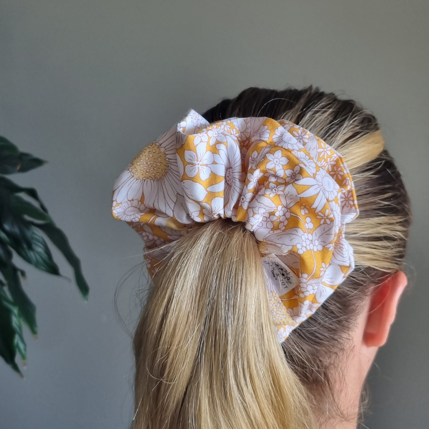 Delilah ~ Yellow and White Floral Scrunchie