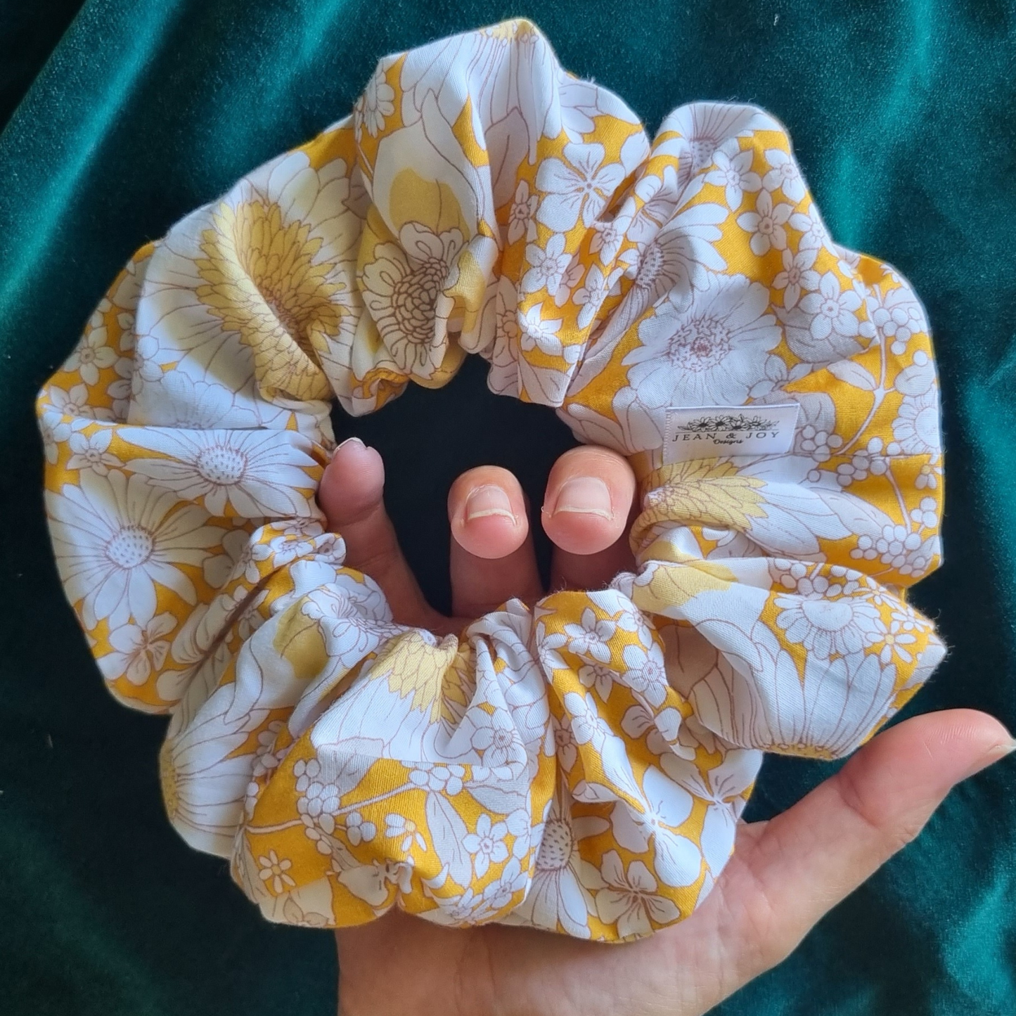 Delilah ~ Yellow and White Floral Scrunchie