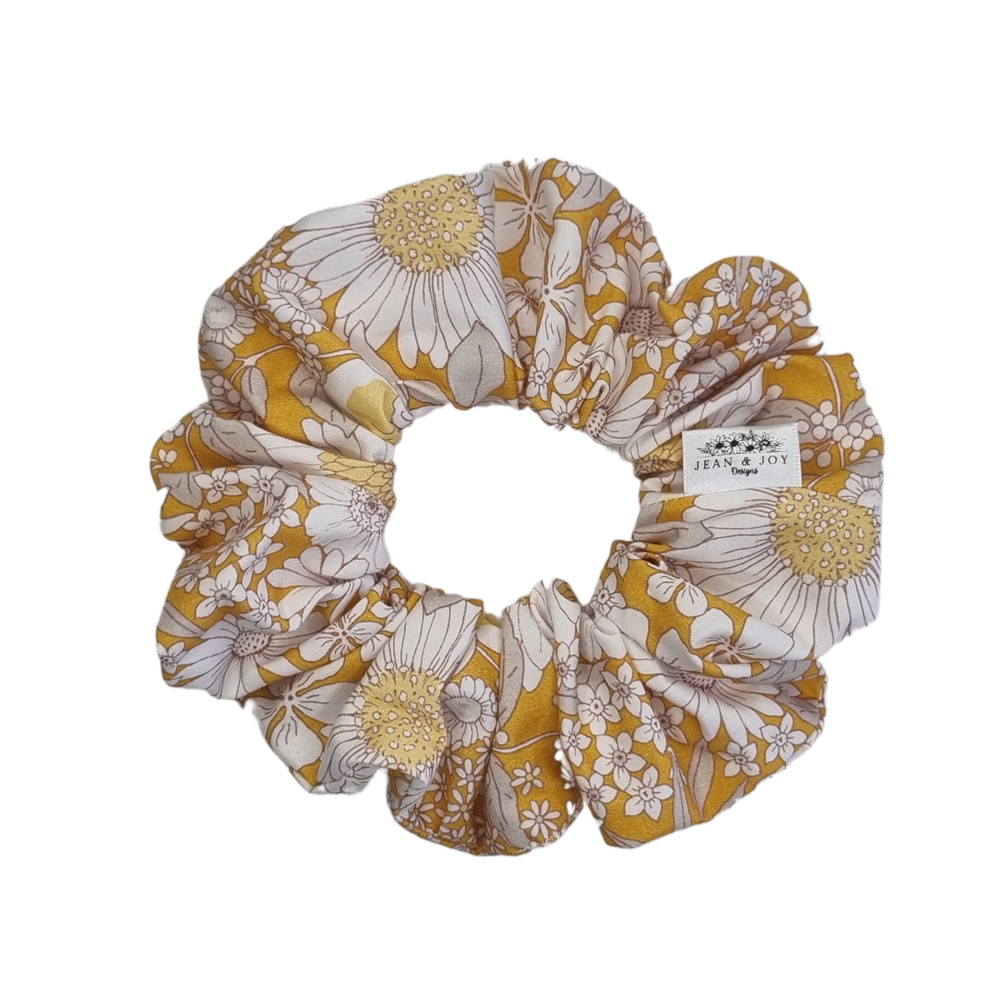 Delilah ~ Yellow and White Floral Scrunchie