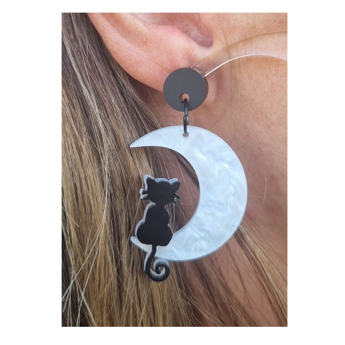 🌙 Luna Cat Crescent Moon Halloween Earrings 🐾