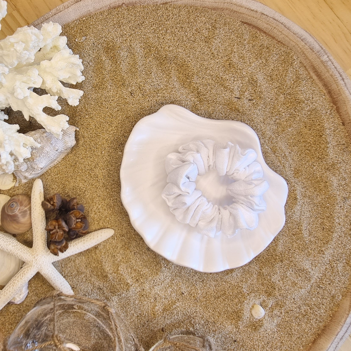 Whitehaven ~ White Linen Scrunchie