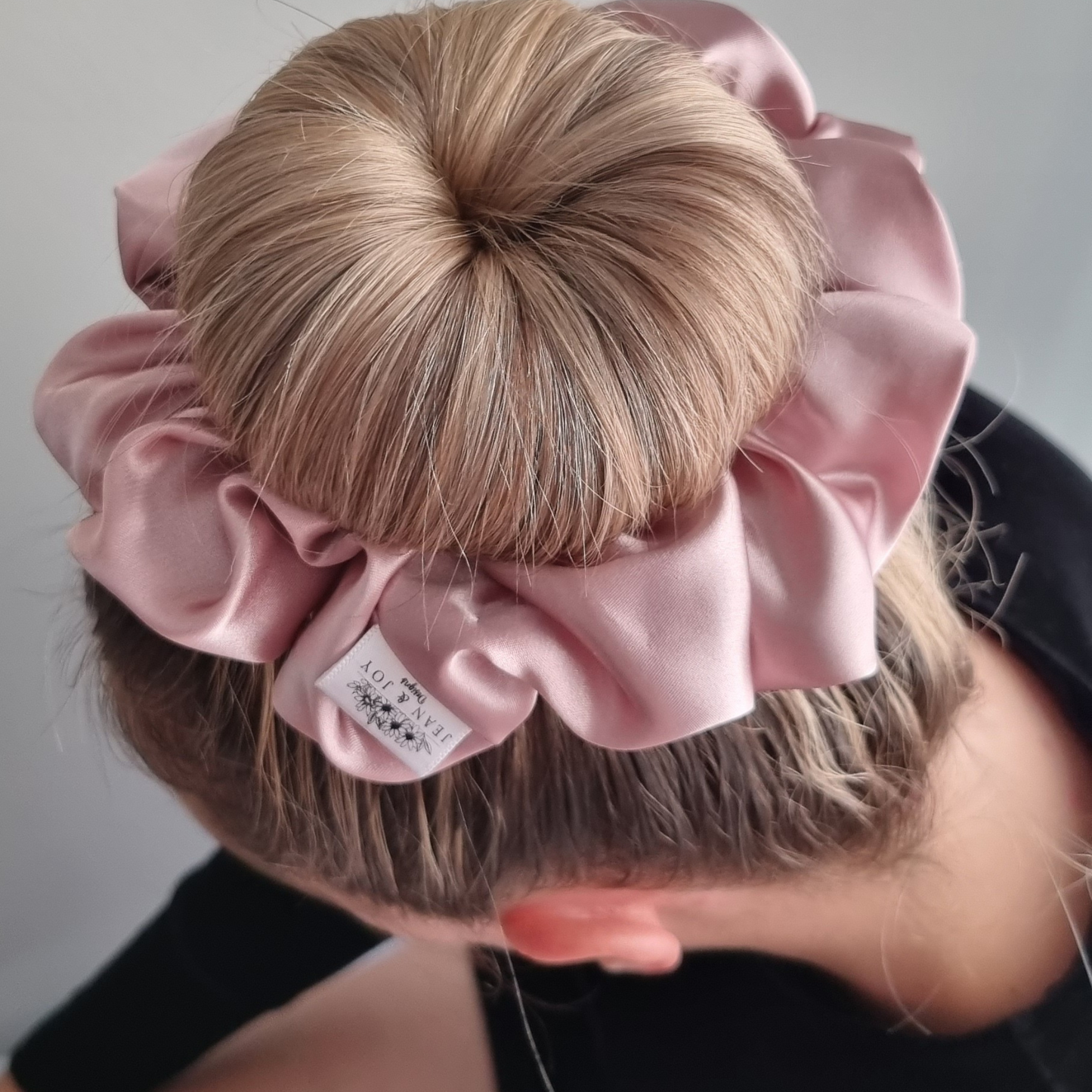 Rose` Pink Satin Scrunchie