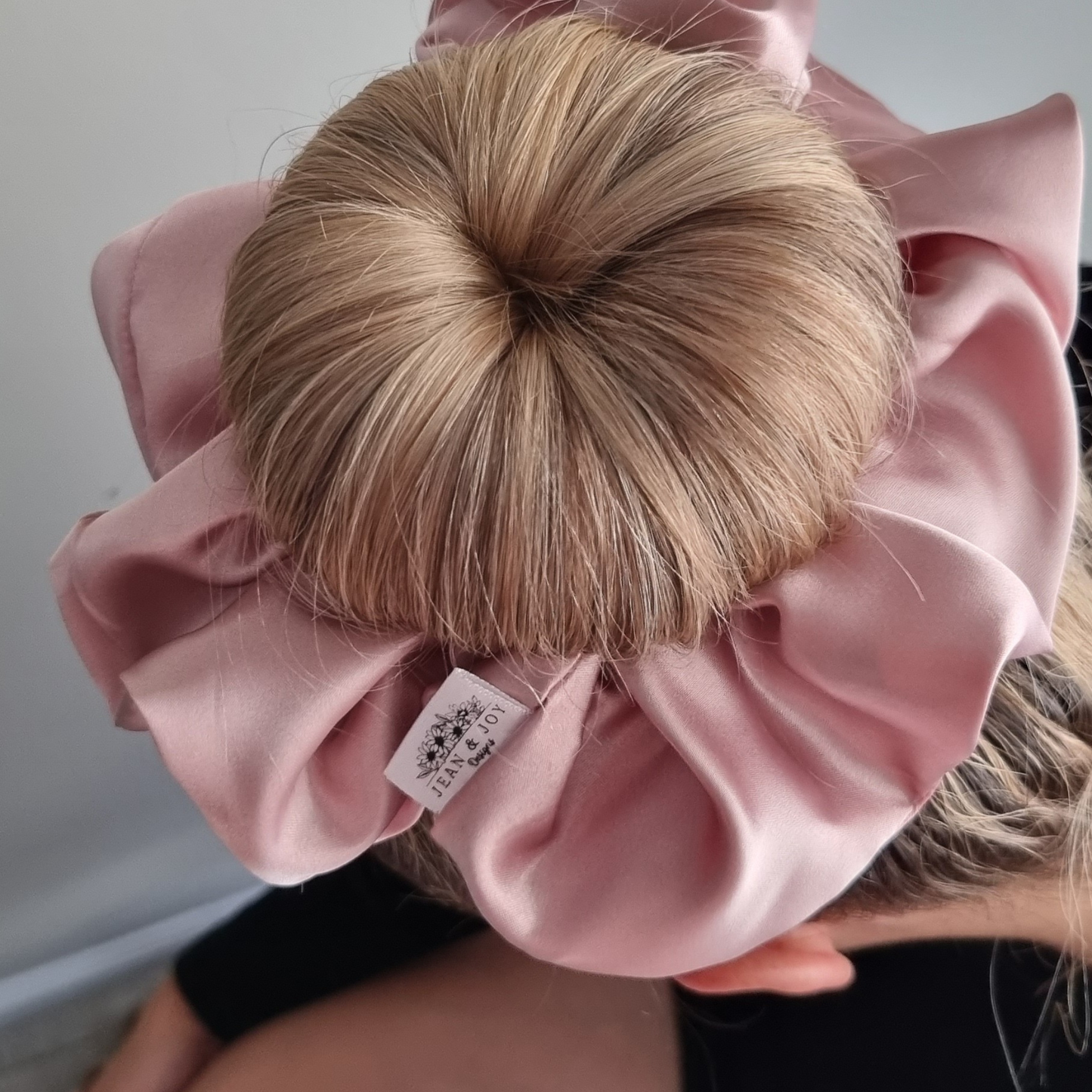 Rose` Pink Satin Scrunchie