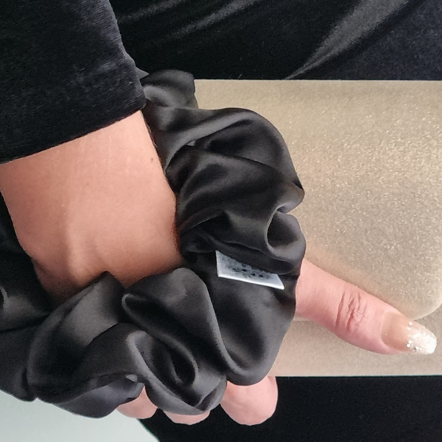 Espresso Martini ~ Black Satin Scrunchie