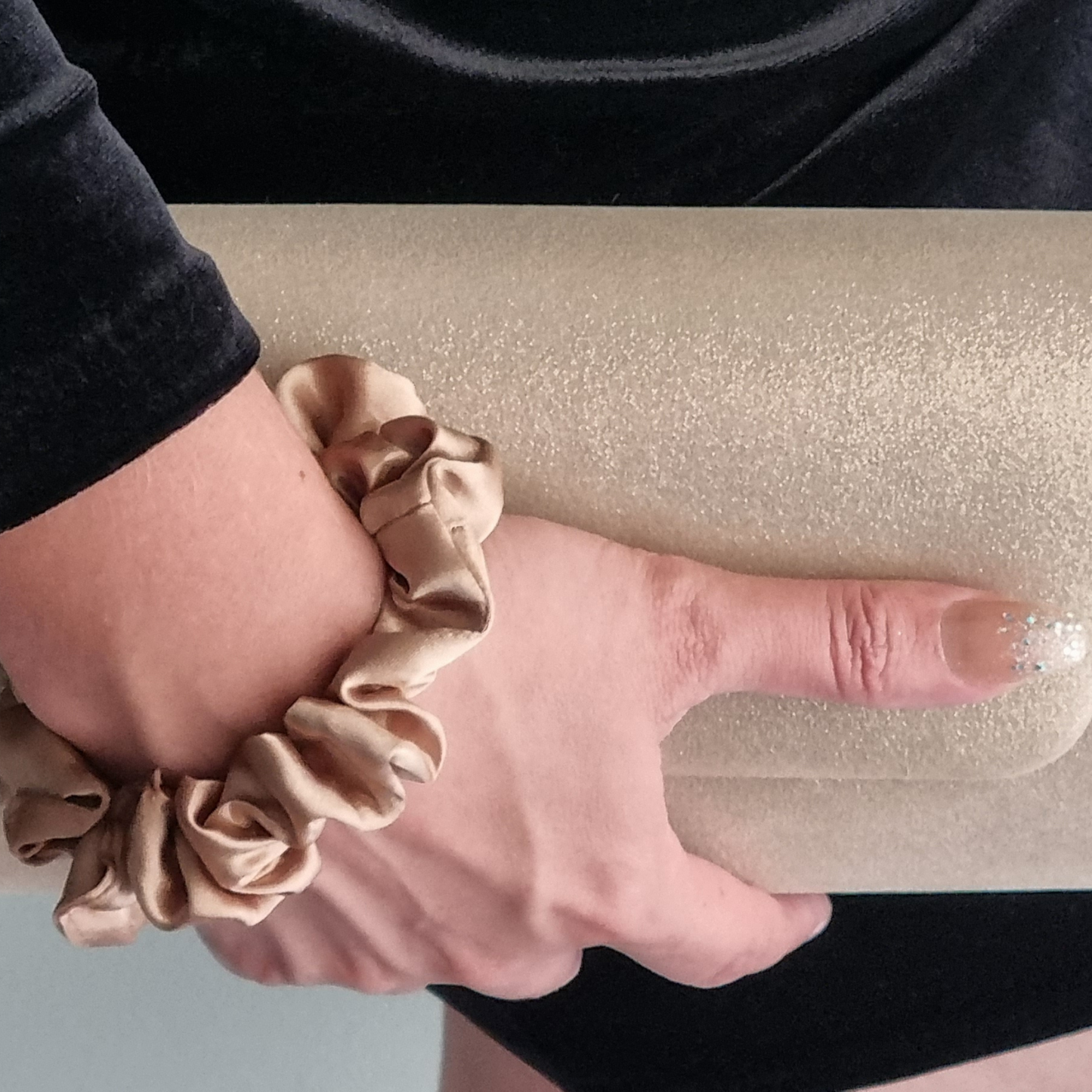 Champagne ~ Gold Satin Scrunchie