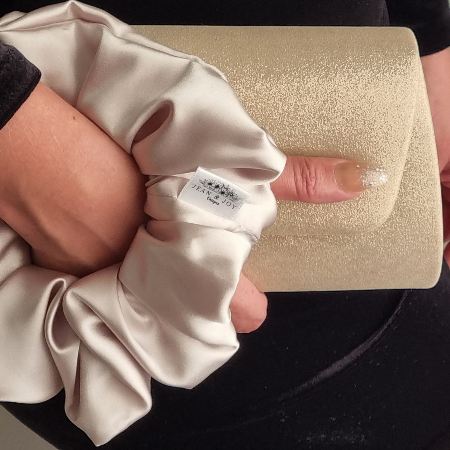 Prosecco ~ Beige Satin Scrunchie