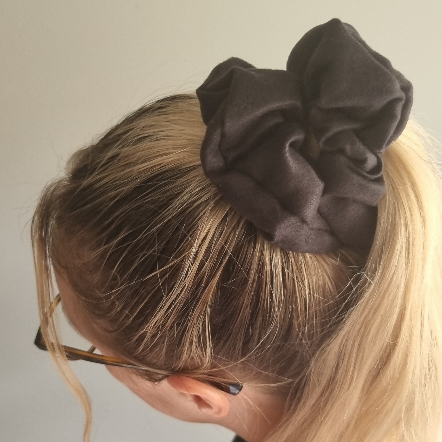 Onyx ~ Black Suede Scrunchie