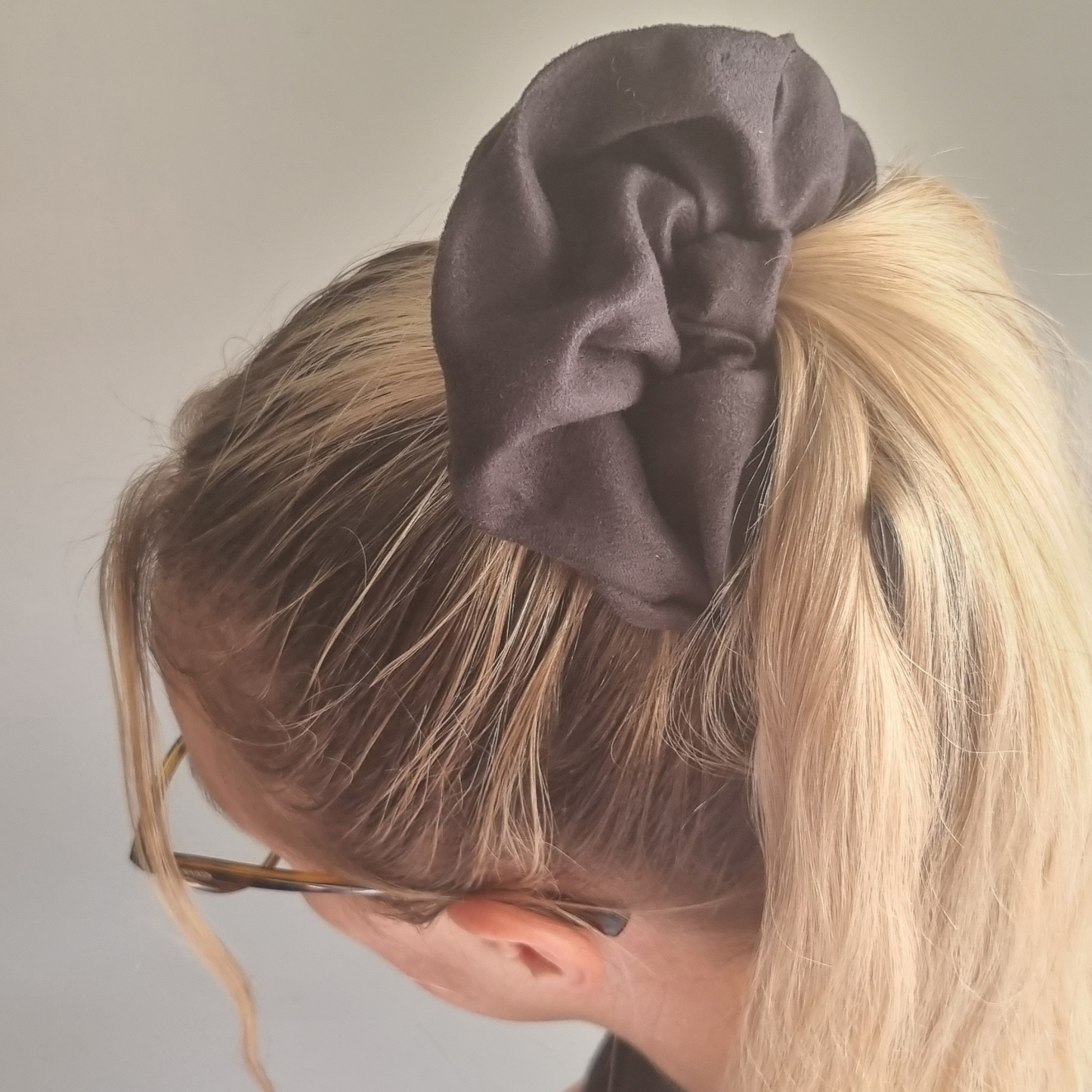 Onyx ~ Black Suede Scrunchie